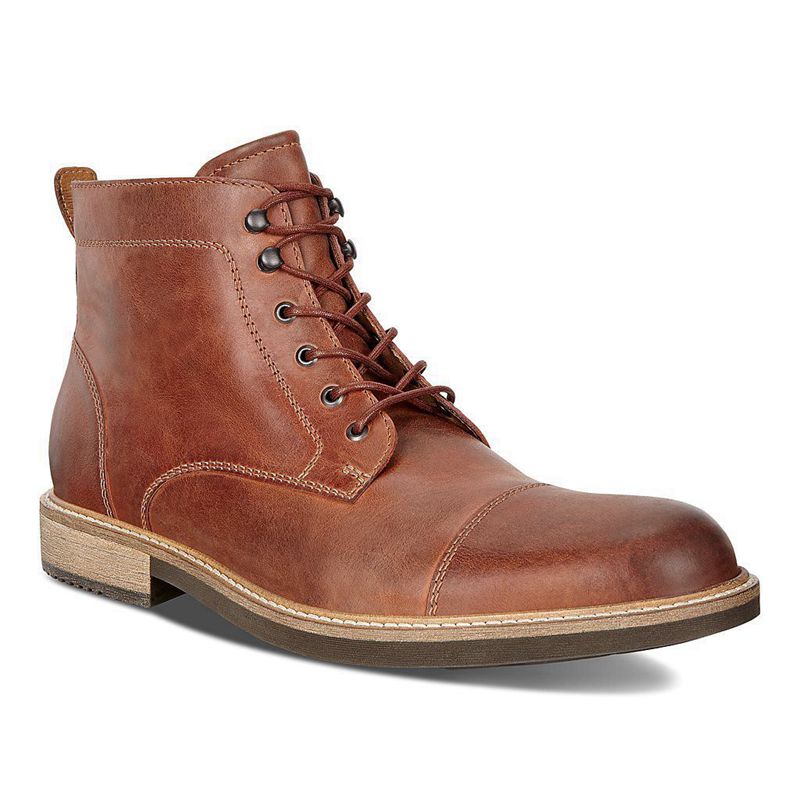 Men Boots Ecco Kenton - Derby Brown - India BUFZGN365